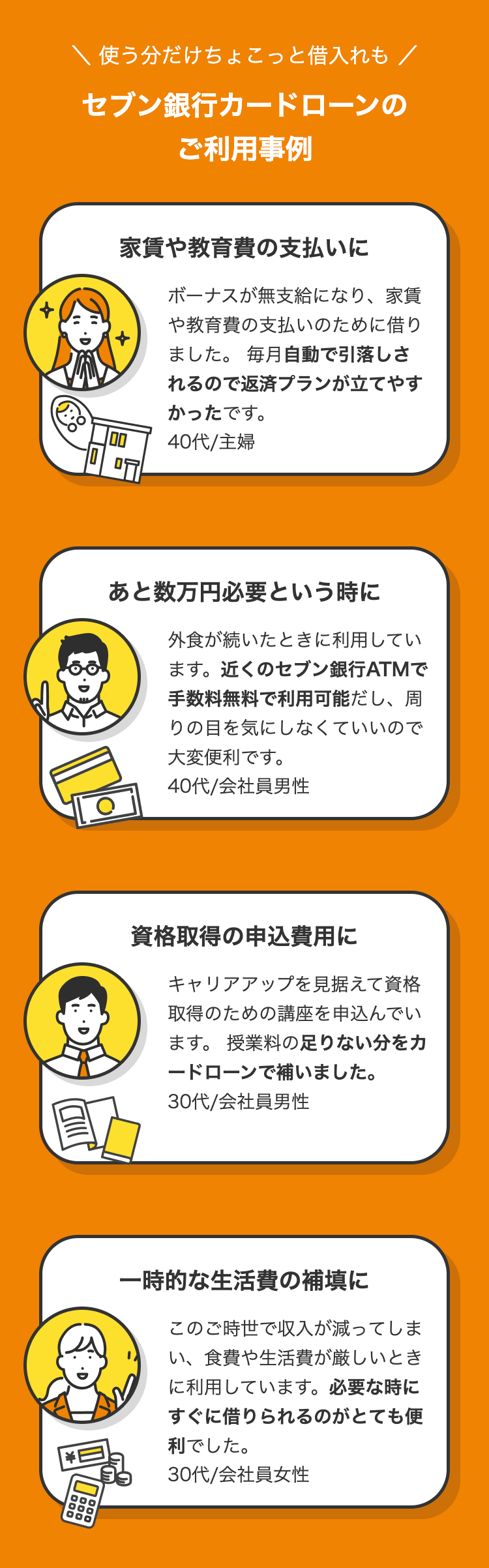 セブン銀行カードローンのご利用事例